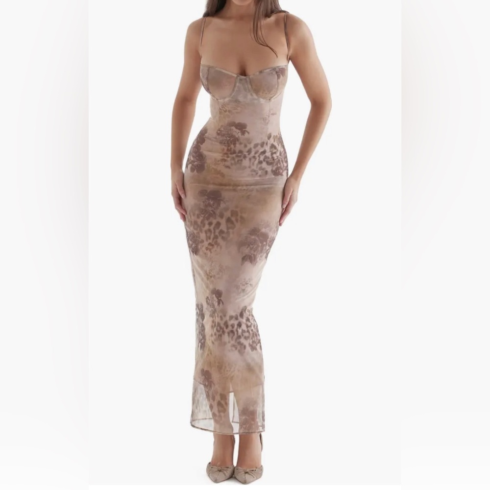 NWT HOUSE OF CB 'Aiza' Cream Floral Print Maxi Dress